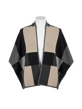 Coldwater Creek Colorblock Open Front Poncho Wrap